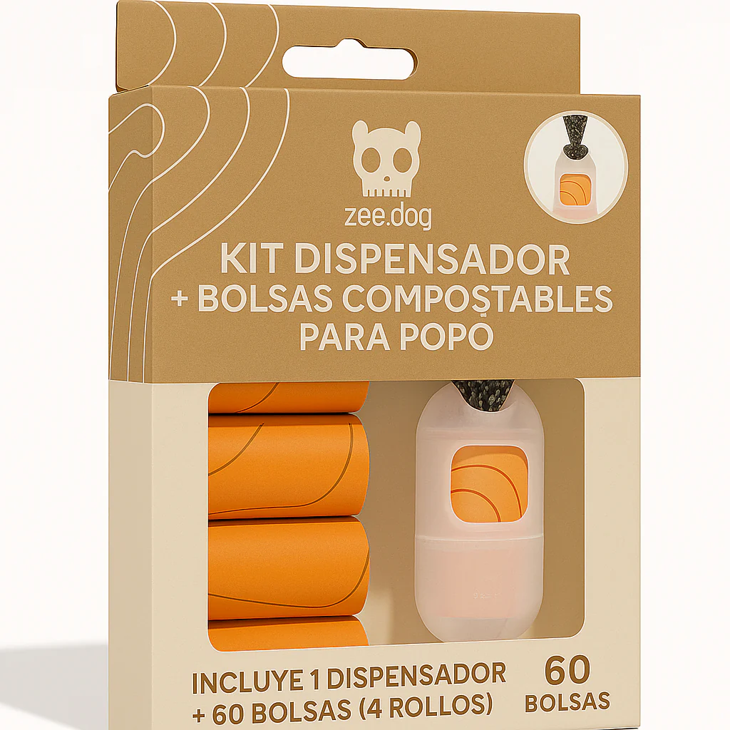 Kit Dispensador Transparente + 60 Bolsas Compostables para Popó - Transparente (Clear) | Zee.Dog